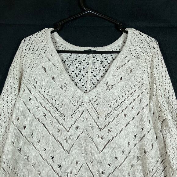 Torrid Womens Sweater Cream V Neck Pullover Open Knit Cotton Blend 1 - Picture 2 of 12